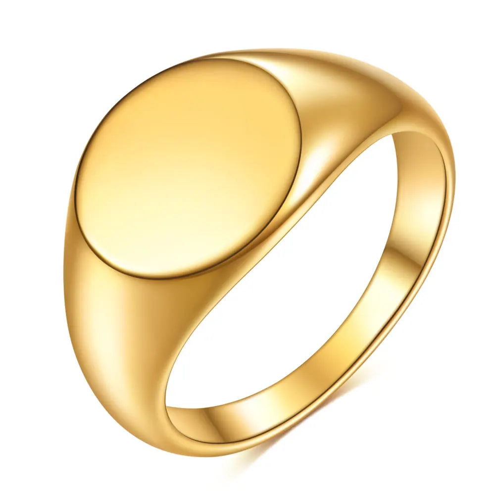 Customized Women Signet Ring Chunky Round Name Logo Stamp Stainless Steel Punk Candid Fashion Jewelry Female Wedding Accessories