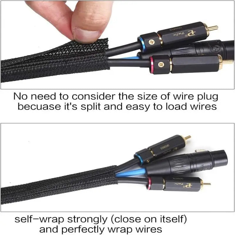 1-5m PET Braided Expandable Cable Sleeve 3-38mm Flexible Self Closed Insulated Wrap Pipe Tube Line Protector Wire Organizer