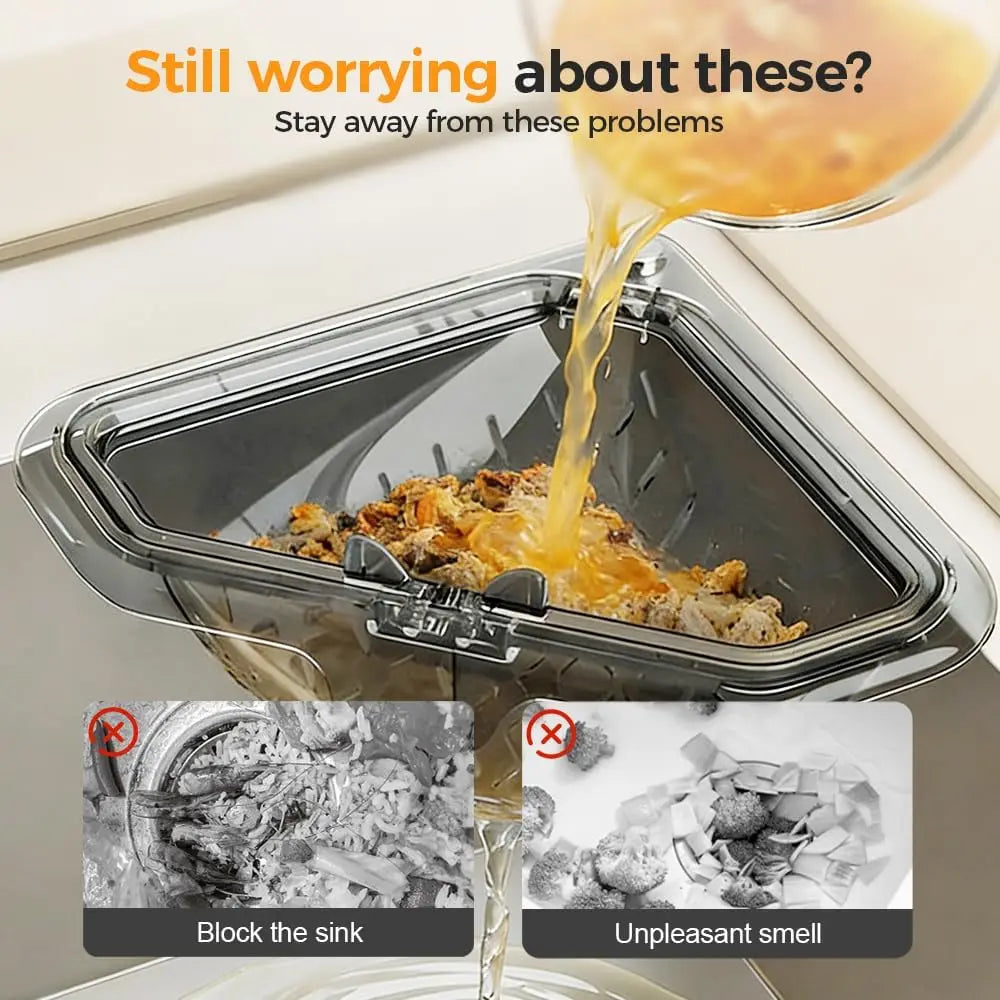 Creative Triangular Sink Drain Basket Transparent Multifunction Kitchen Organizer Hanging Filter Mesh Basket Sink Gadgets