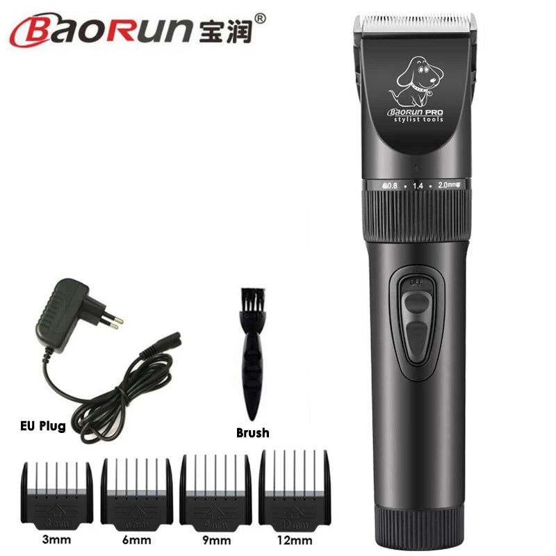 BaoRun P7 Professional Rechargeable Pet Cat Dog Hair Trimmer Electrical Clipper Shaver Set Haircut Machine Grooming Kit Black