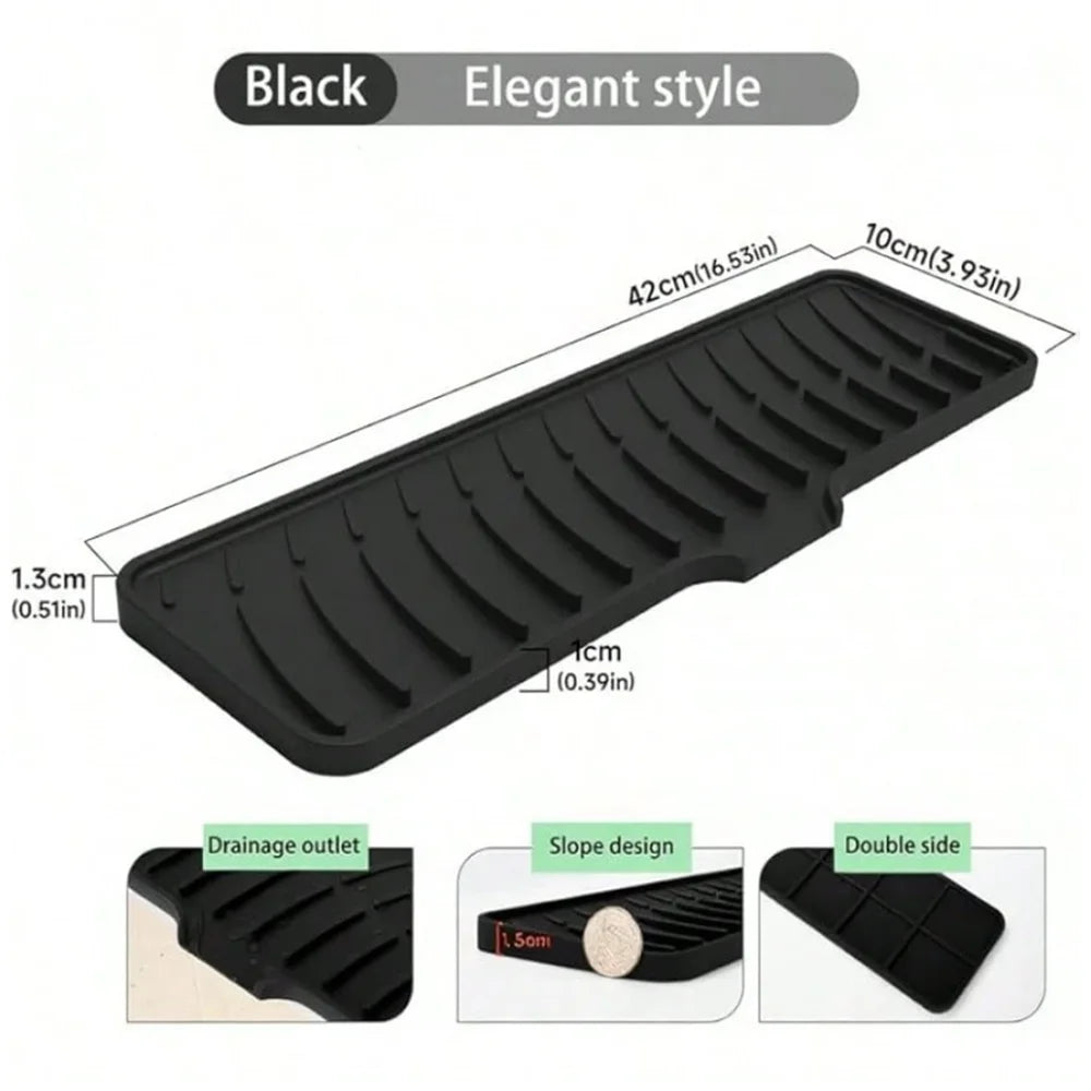 Silicone Faucet Splash Pad Kitchen Foldable Drainage Mat Multipurpose Toilet Soap Storage Slope Design for Rapid Drainage