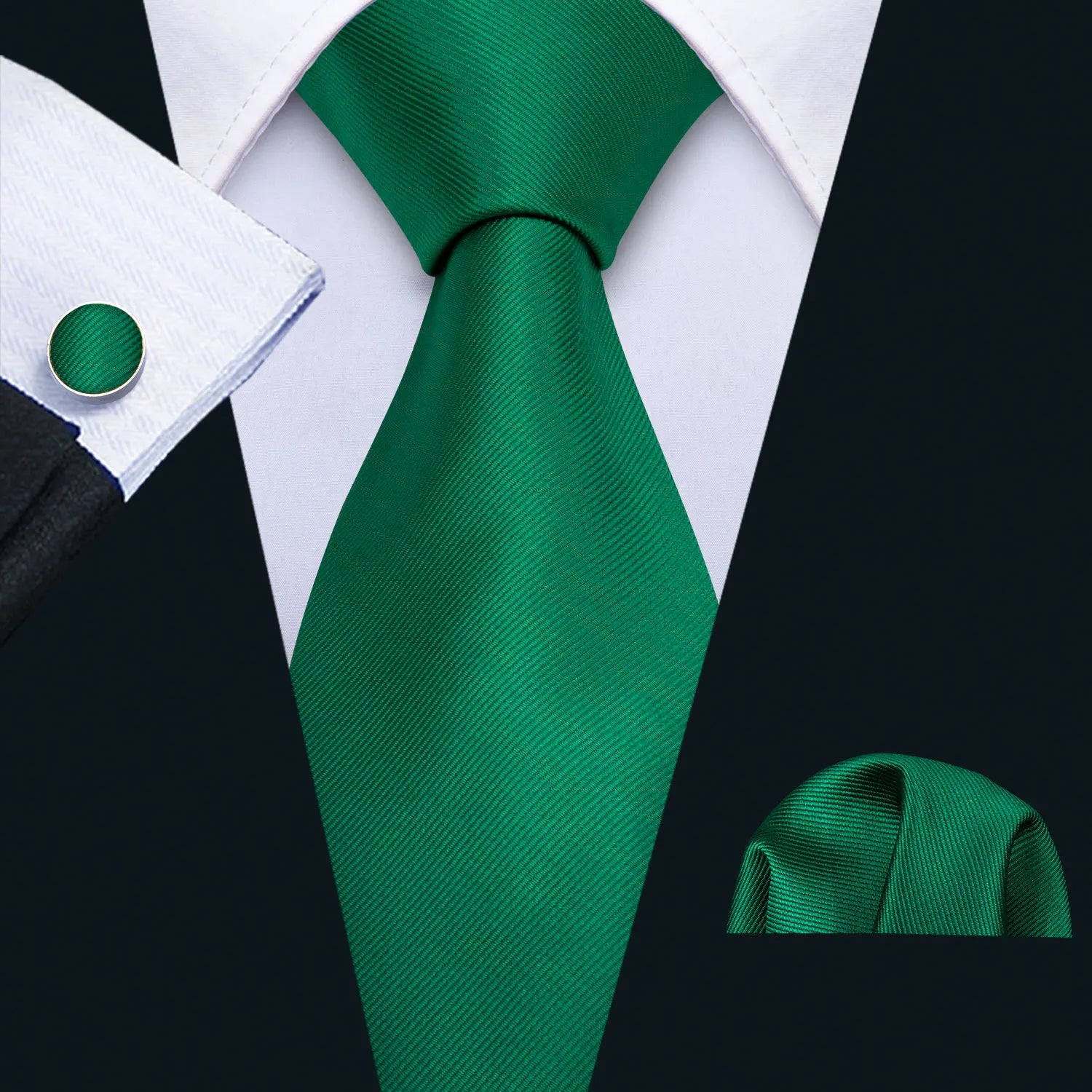 Barry.Wang Green Mint Teal Men Tie Hanky Cufflinks Set Jacquard Olive Sage Lawn Cyan Necktie for Male Wedding Business Gift