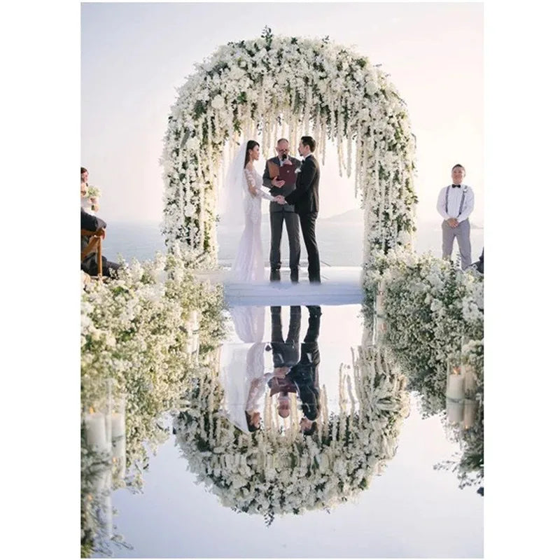 10M/32.8ft PET White Mirror Aisle Runner Rug Silver Carpets For Wedding Ceremony T Stage Party Backdrop Decoration Dancing Floor