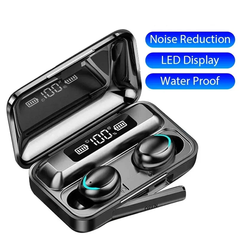 F9 Wireless Bluetooth Earbuds – LED Display, Waterproof