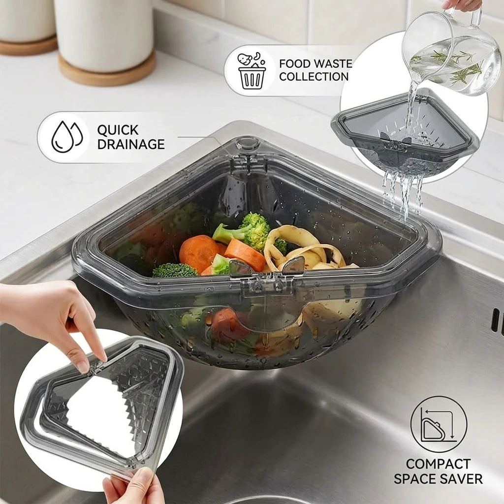 Creative Triangular Sink Drain Basket Transparent Multifunction Kitchen Organizer Hanging Filter Mesh Basket Sink Gadgets