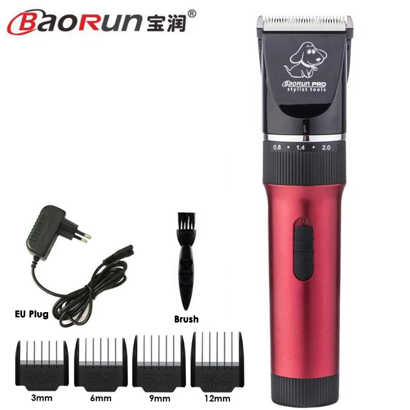 BaoRun P7 Professional Rechargeable Pet Cat Dog Hair Trimmer Electrical Clipper Shaver Set Haircut Machine Grooming Kit Black