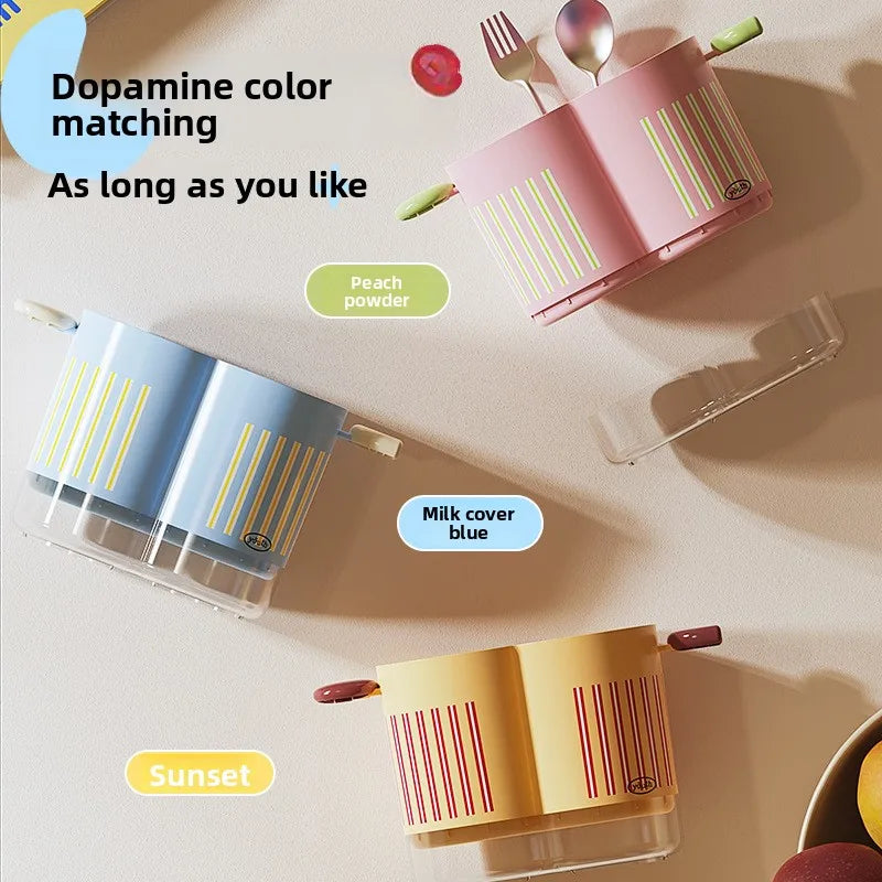 Colorful Dopamine Chopstick Holder Multi-Compartment Kitchen Organizer Drain Holes Countertop Tabletop Utensil Storage Basket
