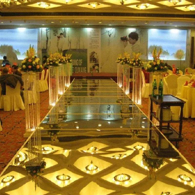 10M/32.8ft PET White Mirror Aisle Runner Rug Silver Carpets For Wedding Ceremony T Stage Party Backdrop Decoration Dancing Floor