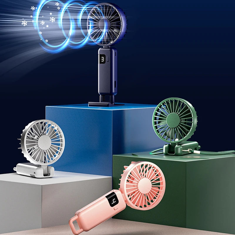 Clearance_2026 New Arrival Wind Cooling Hand Mini Usb Fan Portable 5 Speed Personal Pocket Rechargeable Handheld with Hook_Conti