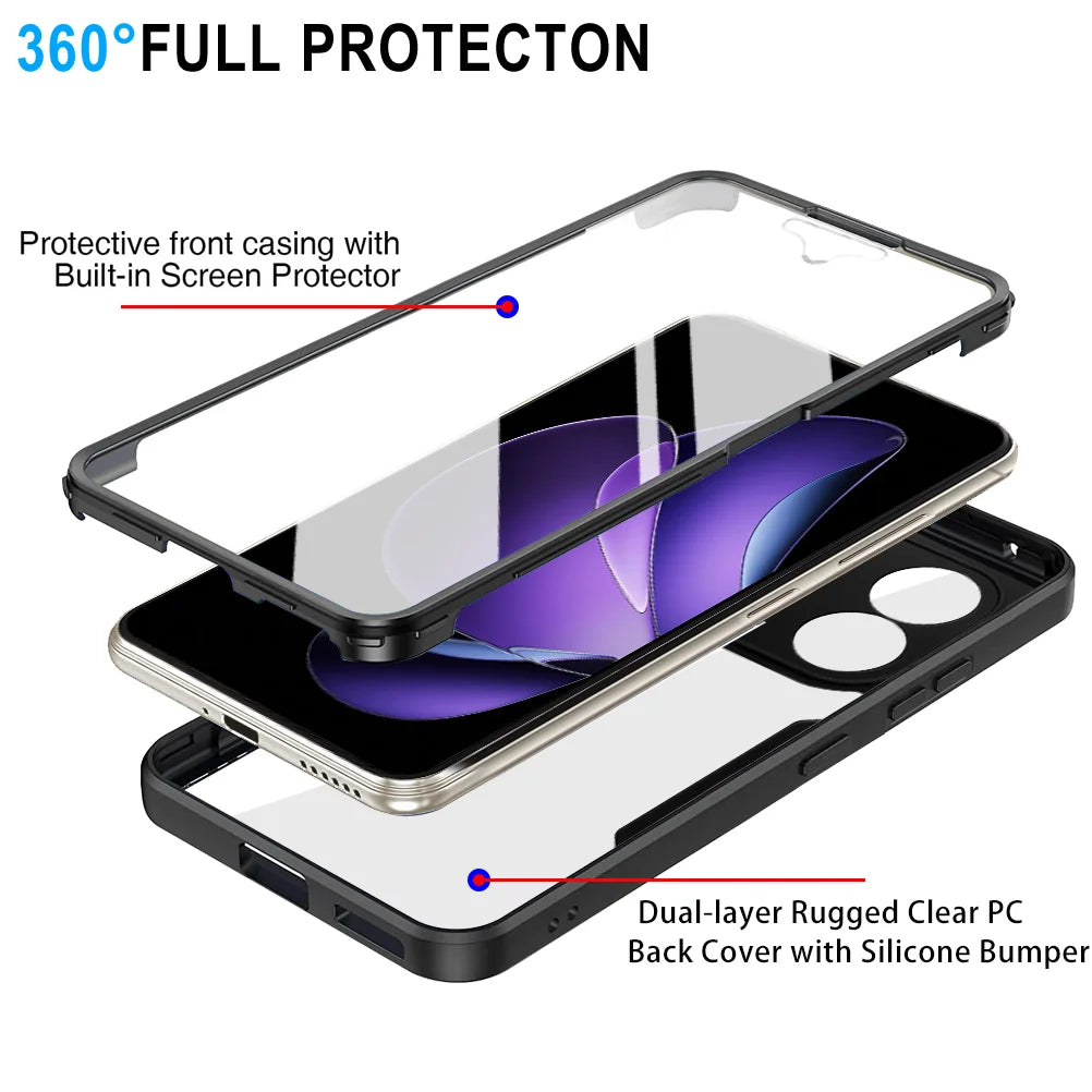 Full Body Protection Shockproof Case for OPPO Reno 13F 13FS 5G Reno 14 Pro Reno15 Protective Cover Clear Fundas Coque Capa