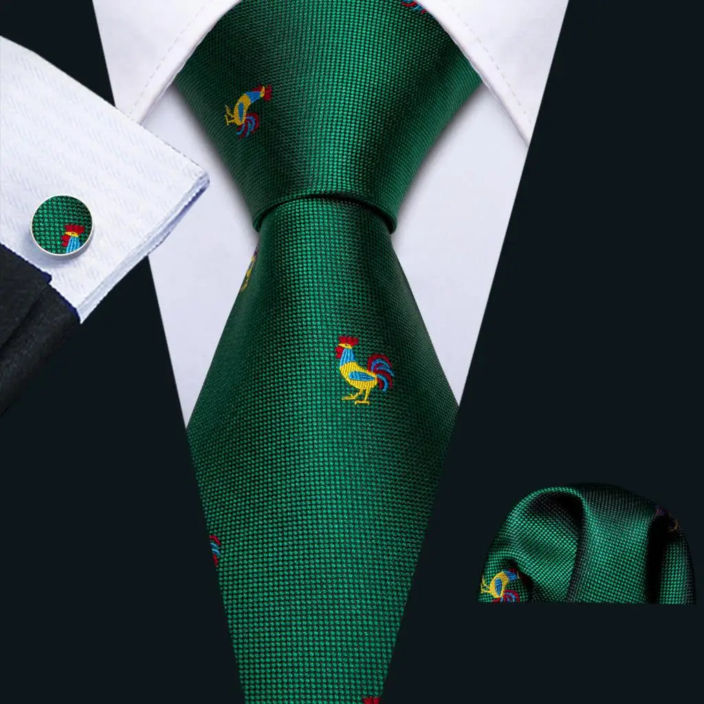Barry.Wang Green Mint Teal Men Tie Hanky Cufflinks Set Jacquard Olive Sage Lawn Cyan Necktie for Male Wedding Business Gift