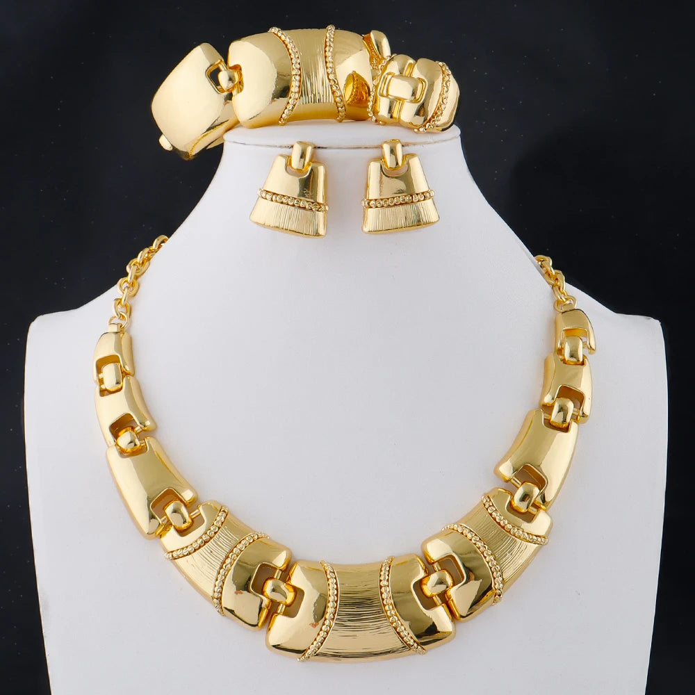 Italian Dubai Jewelry Sets for Women, High-Quality Necklace Earring Set Banquet Wedding Gift Jewellery Woman Luxury ﻿