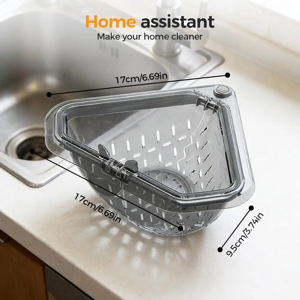 Creative Triangular Sink Drain Basket Transparent Multifunction Kitchen Organizer Hanging Filter Mesh Basket Sink Gadgets