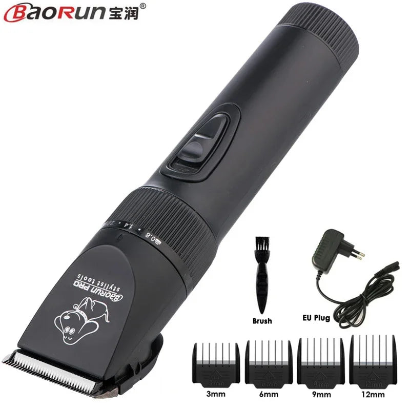 BaoRun P7 Professional Rechargeable Pet Cat Dog Hair Trimmer Electrical Clipper Shaver Set Haircut Machine Grooming Kit Black