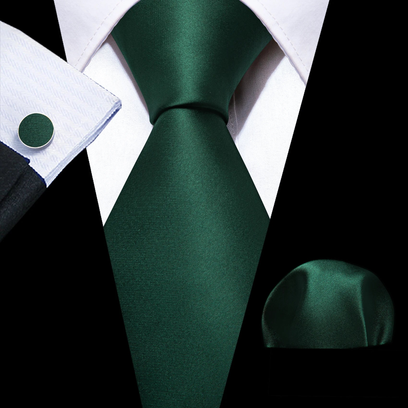 Barry.Wang Green Mint Teal Men Tie Hanky Cufflinks Set Jacquard Olive Sage Lawn Cyan Necktie for Male Wedding Business Gift