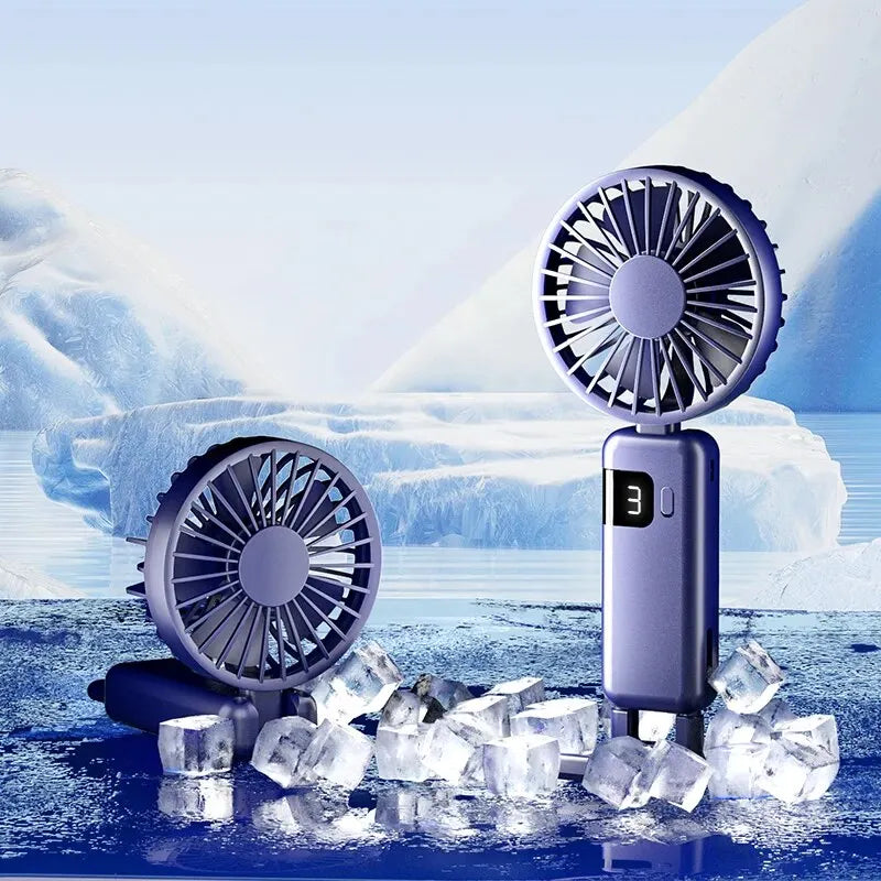 Clearance_2026 New Arrival Wind Cooling Hand Mini Usb Fan Portable 5 Speed Personal Pocket Rechargeable Handheld with Hook_Conti