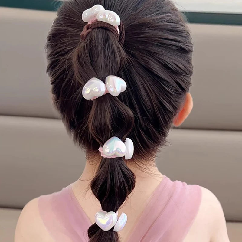 10pcs/set Cute Baby Girl Hair Love Bands Cartoon Love Heart Star Hair Ties Toddler Elastic Rubber Band Kids Hair Ropes Headwear