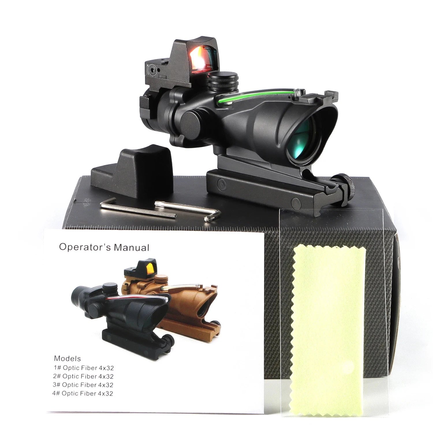 Adjustable 4x32 Red Dot 1x  4x Scope  Red Dot Tactical Scope 20mm Rail Scope for Hunting
