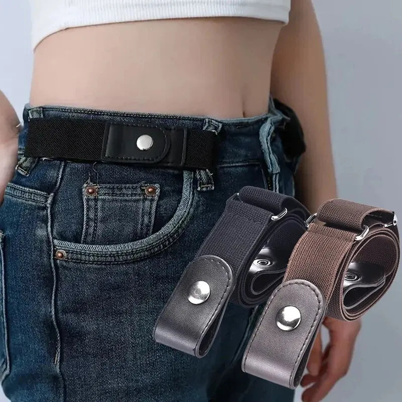 Buckle-Free Adjustable Elastic Stretch Belt, No Buckle Invisible Belt for Men Women Casual Jean Pant Dress, No Hassle Waist Belt