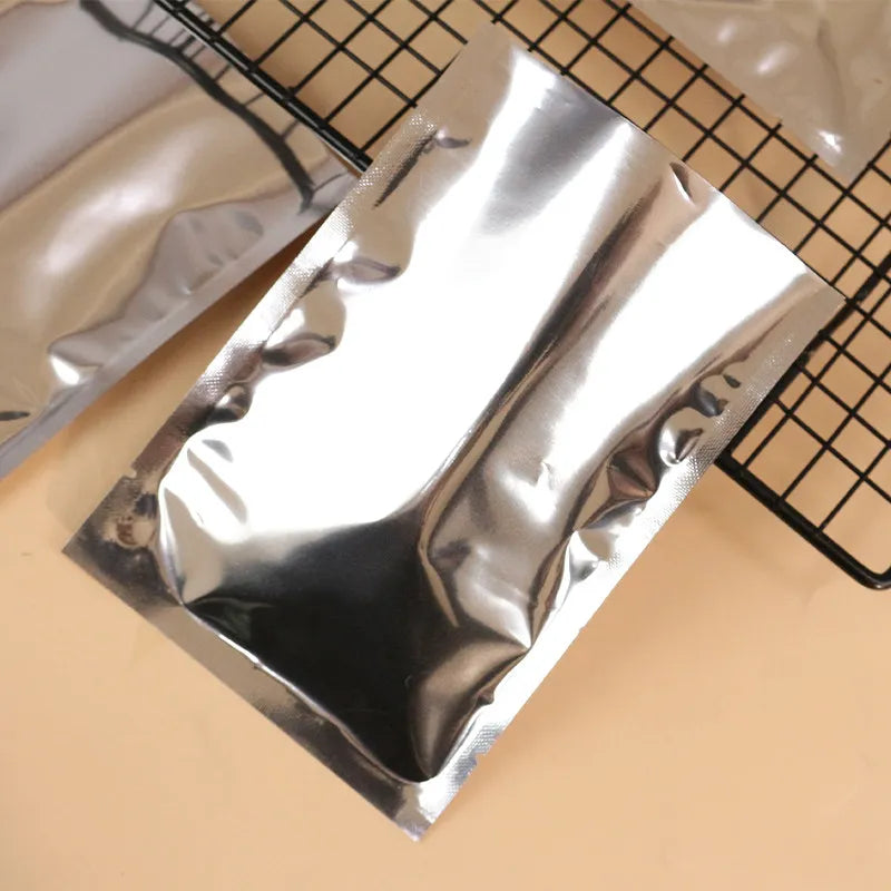 100pcs Aluminum Foil Flat Bags Heat Sealable Food Grade Storage Bags Snack Packaging Pouch Kitchen Organizer Bags