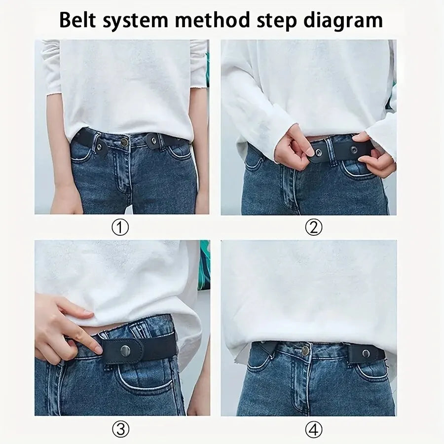 Buckle-Free Adjustable Elastic Stretch Belt, No Buckle Invisible Belt for Men Women Casual Jean Pant Dress, No Hassle Waist Belt