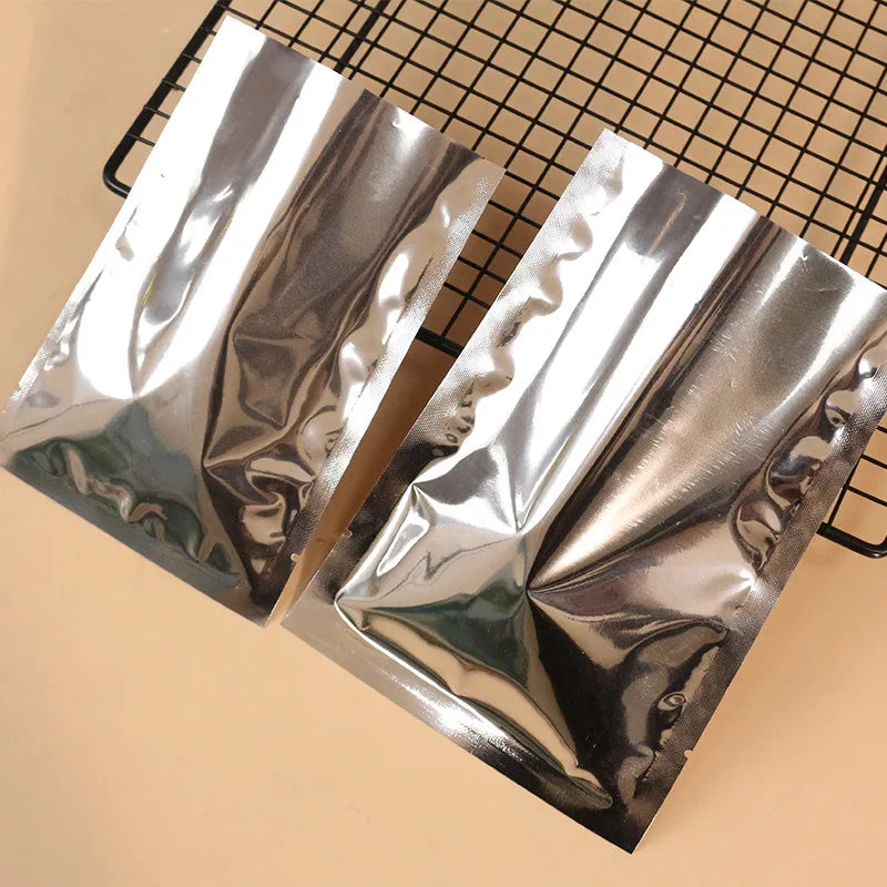 100pcs Aluminum Foil Flat Bags Heat Sealable Food Grade Storage Bags Snack Packaging Pouch Kitchen Organizer Bags