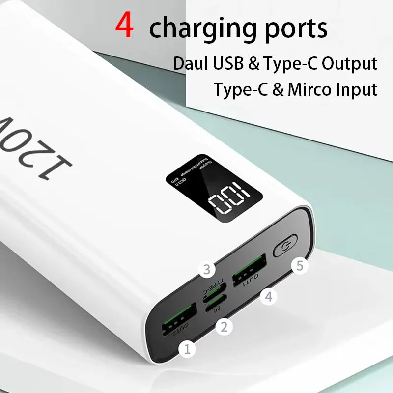 Lenovo 2026 Large Capacity 500000mAh Powerbank 120W Fast Charging LEDPower Bank Portable Battery Charger Supply For Iphone Samsu