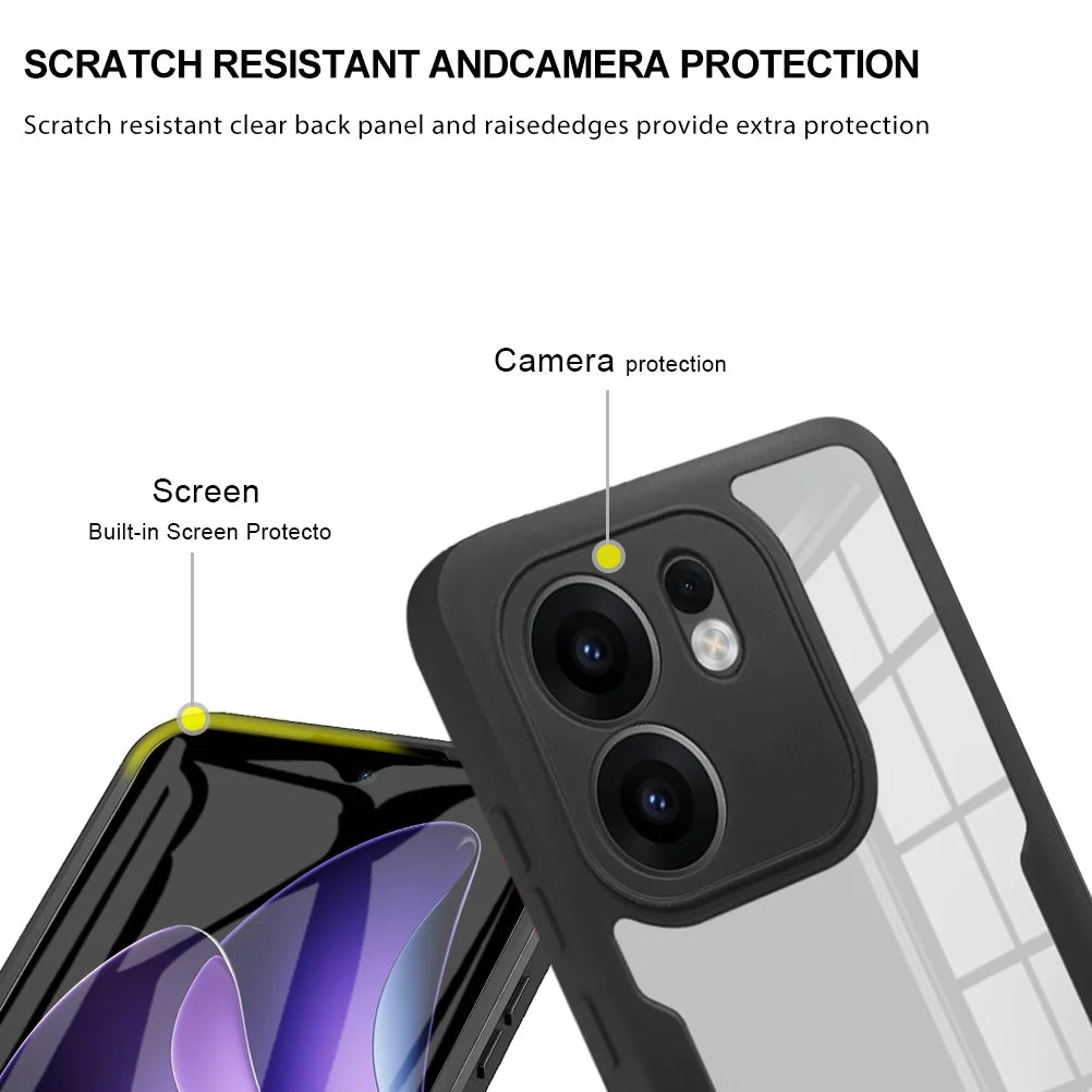 Full Body Protection Shockproof Case for OPPO Reno 13F 13FS 5G Reno 14 Pro Reno15 Protective Cover Clear Fundas Coque Capa