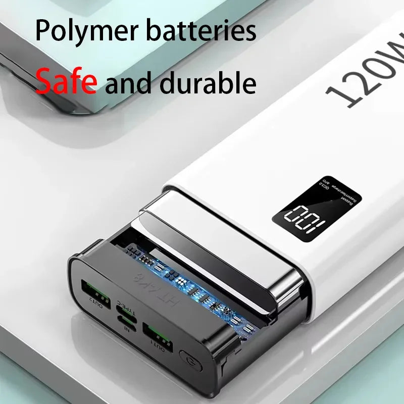 Lenovo 2026 Large Capacity 500000mAh Powerbank 120W Fast Charging LEDPower Bank Portable Battery Charger Supply For Iphone Samsu