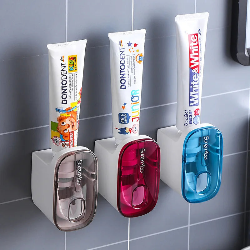 Wall Mounted Toothbrush Holder With Automatic Toothpaste Dispenser Toothpaste Squeezer Simplify Morning