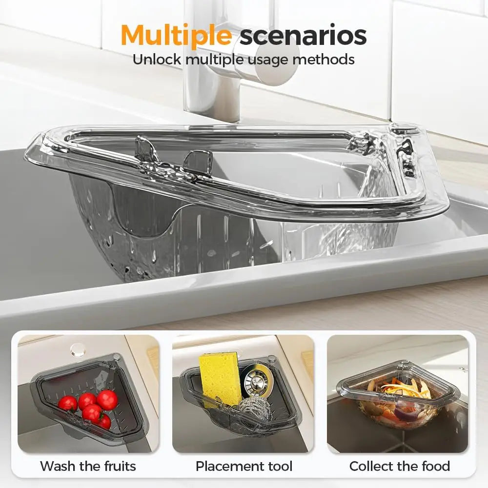 Creative Triangular Sink Drain Basket Transparent Multifunction Kitchen Organizer Hanging Filter Mesh Basket Sink Gadgets