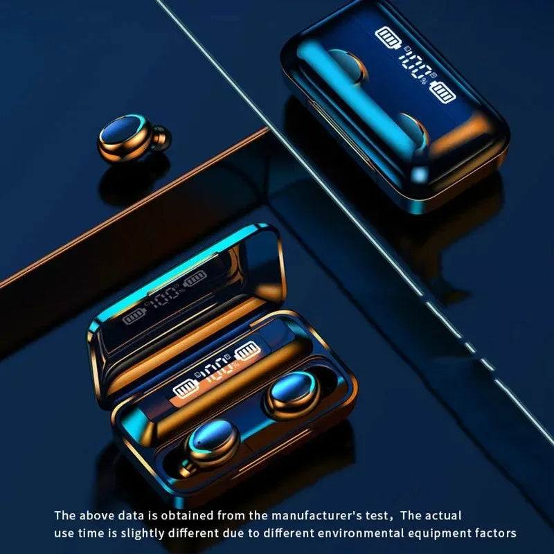 F9 Wireless Bluetooth Earbuds – LED Display, Waterproof