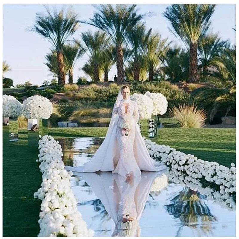 10M/32.8ft PET White Mirror Aisle Runner Rug Silver Carpets For Wedding Ceremony T Stage Party Backdrop Decoration Dancing Floor