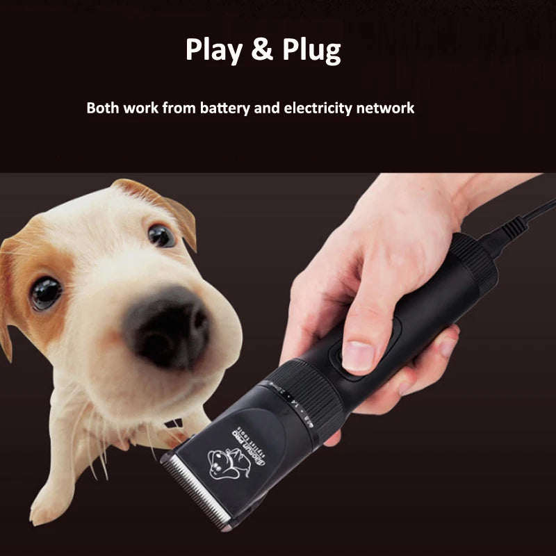 BaoRun P7 Professional Rechargeable Pet Cat Dog Hair Trimmer Electrical Clipper Shaver Set Haircut Machine Grooming Kit Black
